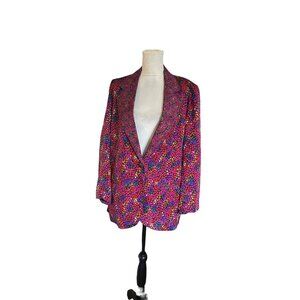 Vintage Howard Wolf Multicolor Blazer Jacket With Textured Button & Bold Pattern